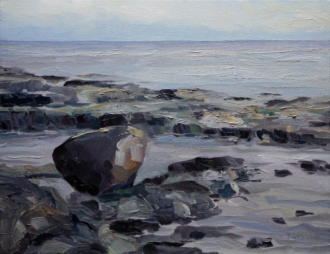 Reef Bay morning experienced Dec 7 2012 11 x 14 inch oil on canvas by Terrill Welch 2012_12_09 069