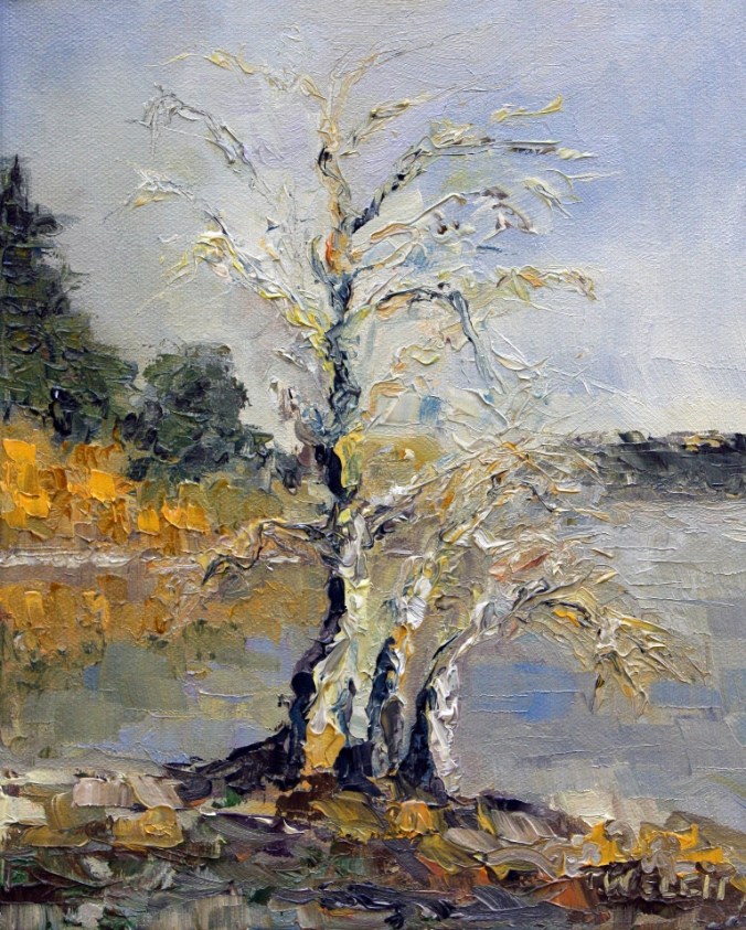 Pear Trees in winter first light resting 8 x 10 inch oil o canvas by Terrill Welch 2013_01_02 040
