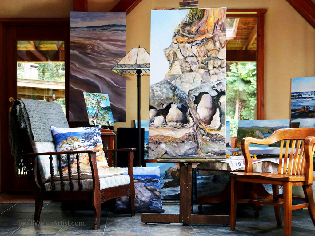 The Edge still on the easel in the studio of Canadian Artist Ter