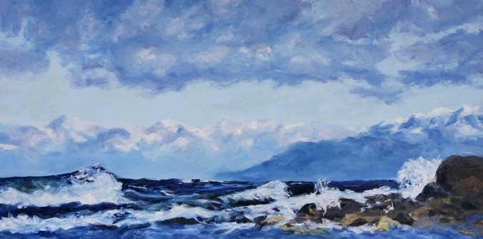 10 West Coast Blues rolling waves Oyster Bay resting 36 x 72 inch oil on canvas by Terrill Welch 2013_06_28 009