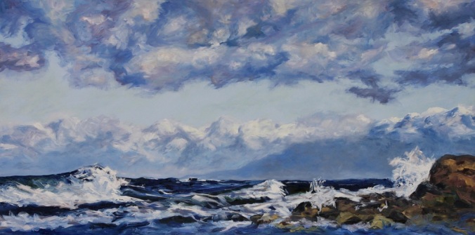 19 West Coast Blues rolling waves Oyster Bay 36 x 72 inch oil on canvas by Terrill Welch 2013_07_16 055