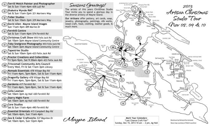 2013 Mayne Island Artisan Christmas Studio Tour Map