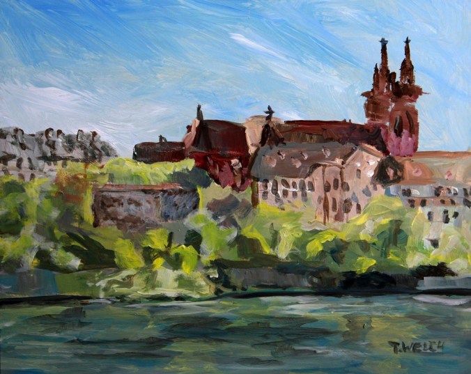 Rhine River Basel Switzerland 8 x 10 inch acrylic sketch by Terrill Welch 2014_04_18 067
