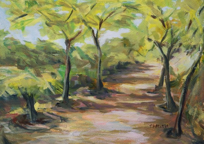 Jardins del Turó del Putget Barcelona Spain 25 x 35 cm plein air acrylic painting sketch by Terrill Welch 2014_06_02 028
