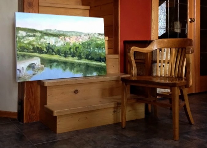 on the stairs for context - Villeneuve lez Avignon France 24 x 36 inch oil on canvas  by Terrill Welch