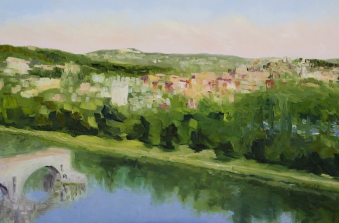 work-in-progress 2 Villeneuve lez Avignon France 24 x 36 inch oil on canvas by Terrill Welch 2014_07_07 021