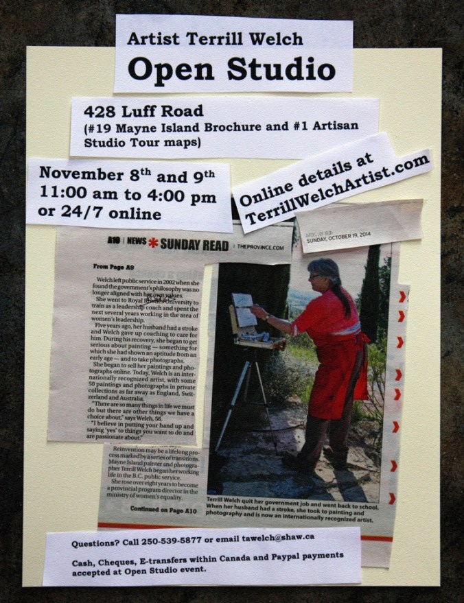 Artist Terrill Welch Open Studio event November 8th and 9th 2014 Poster