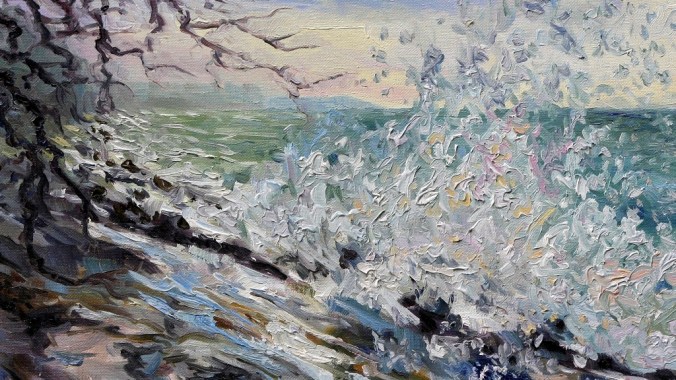 detail of WEST COAST EARLY EVENING WINTER SEA 16 x 20 inch by Terrill Welch 2015_01_01 253
