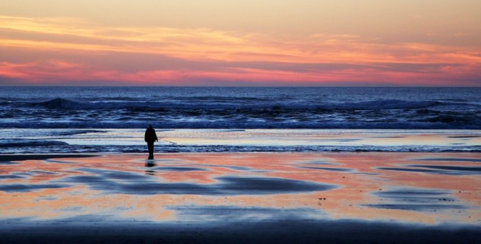 Lone figure sunset Neskowin Oregon by Terrill Welch 2015_02_21 556