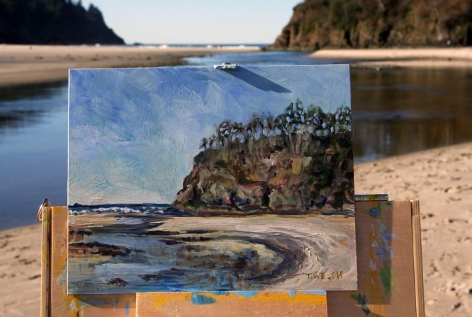 morning plein air painting at Neskowin Oregon by Terrill Welch 2015_02_22 015