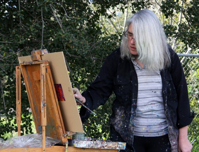 Lena Levin plein air painting in Quarry Lakes Regional Park by Terrill Welch 2015_02_27 069