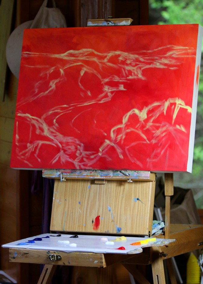 1 outline for Early Spring Muir Beach Overlook California 18 x 24 oil on wood with cradle by Terrill Welch 2015_04_26 004