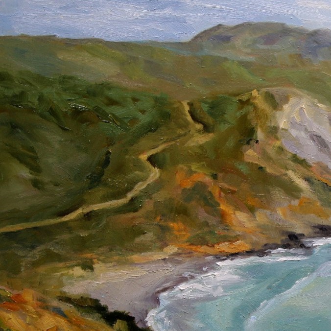 detail 1 Early Spring Muir Beach Overlook California 18 x 24 inch oil on wood with 1.5 inch cradle. by Terrill Welch 2015_04_27 057