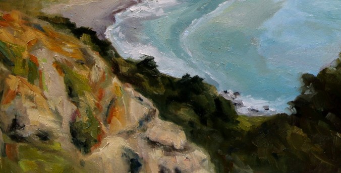 detail 3 Early Spring Muir Beach Overlook California 18 x 24 inch oil on wood with 1.5 inch cradle. by Terrill Welch 2015_04_27 057