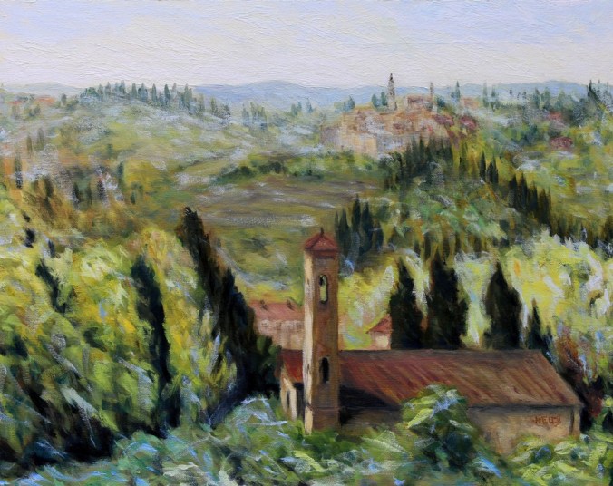 Bell Towers of Florence Countryside  16 x 20 inch walnut oil on canvas by Terrill Welch 2015_08_02 062