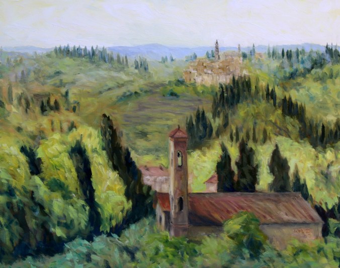 Bell Towers of Florence Countryside 7 resting 16 x 20 inch walnut oil on canvas by Terrill Welch 2015_08_01 070