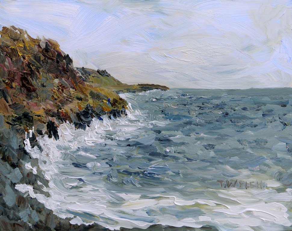 Westerly Winds coming Ashore on the Sea 8 x 10 inch acrylic plein air sketch on panel board by Terrill Welch 206-01-13 IMG_7543