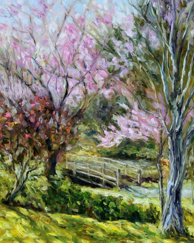 11. Plum Blossoms Japanese Garden 20 x 16 inch oil on canvas by Terrill Welch 2016-03-09 IMG_9315