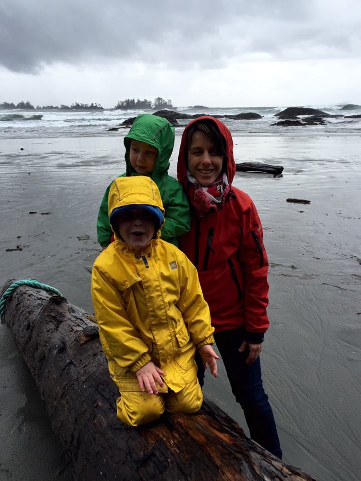 Josie and the two O boys on Chesterman Beach iPhone capture by Terrill Welch