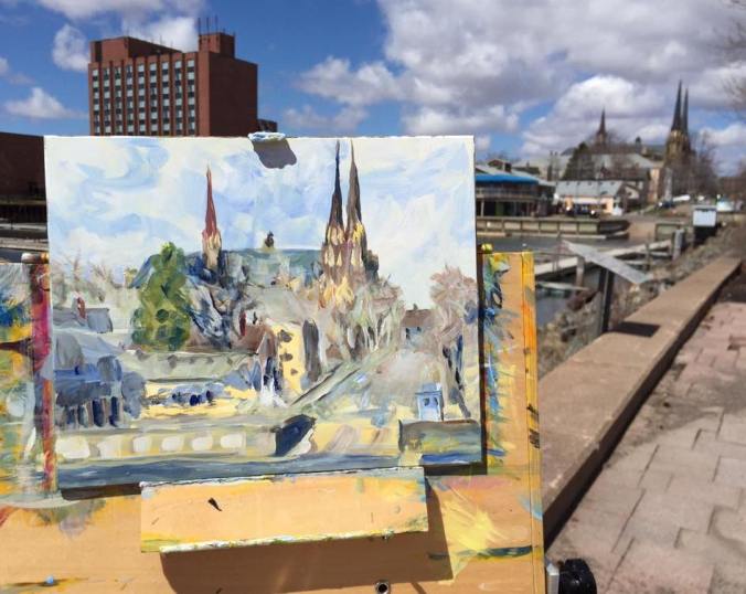Plein Air painting Confederation Landing Charlottetown by Terrill Welch iphone
