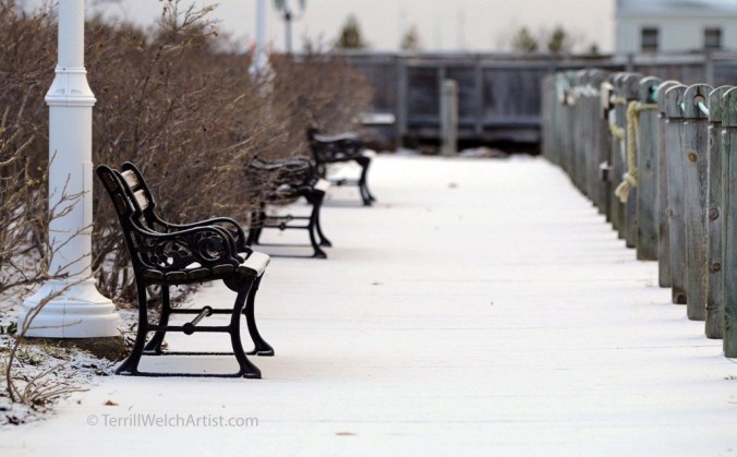 snow covered boardwalk Charlottetown late April PEI by Terrill Welch IMG_3107