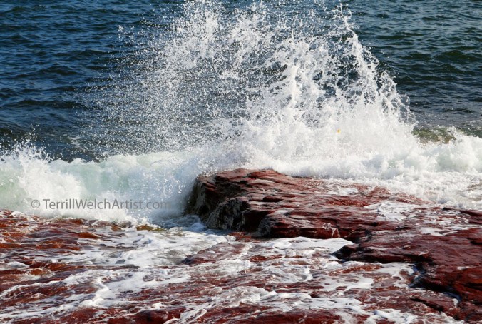 Wave connecting on the shores of Cavendish PEI by Terrill Welch IMG_3757