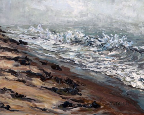 Fogged In At Basin Head PEI Study 8 x 10 inch acrylic sketch on gessobord by Terrill Welch IMG_5530