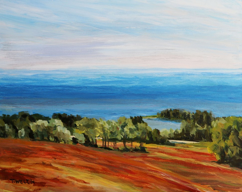 Hilltop View Above DeSable River PEI study 8 x 10 inch acrylic sketch by Terrill Welch IMG_5492