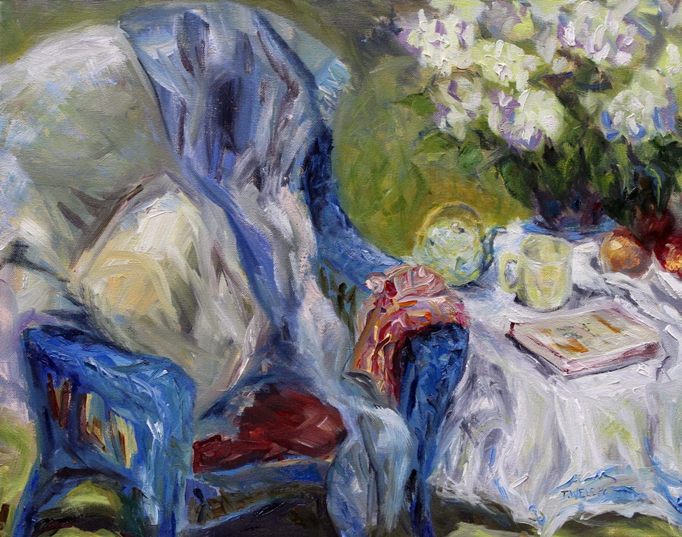 Spring Tea 16 x 20 inch oil on canvas plein air by Canadian Artist Terrill Welch 2015_04_25 140