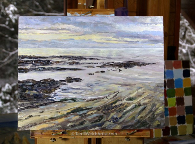 new-painting-melancholy-seas-14-x-18-nch-oil-on-canvas-rests-on-the-easel-by-terrill-welch-img_9849